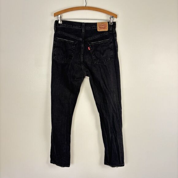 Levi 501 Women’s Button Fly Jeans Distressed Holes Washed Black W28 L30 - Picture 7 of 8